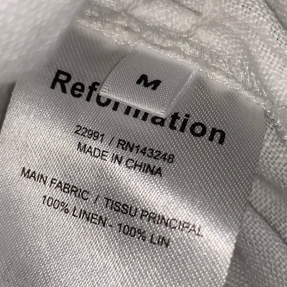 Reformation Oakgrove Square Neck Linen Blouse White Medium - Picture 4 of 4